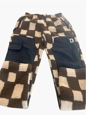 Market  Chess Club Jacquard Sherpa Pants Brown and Cream size small